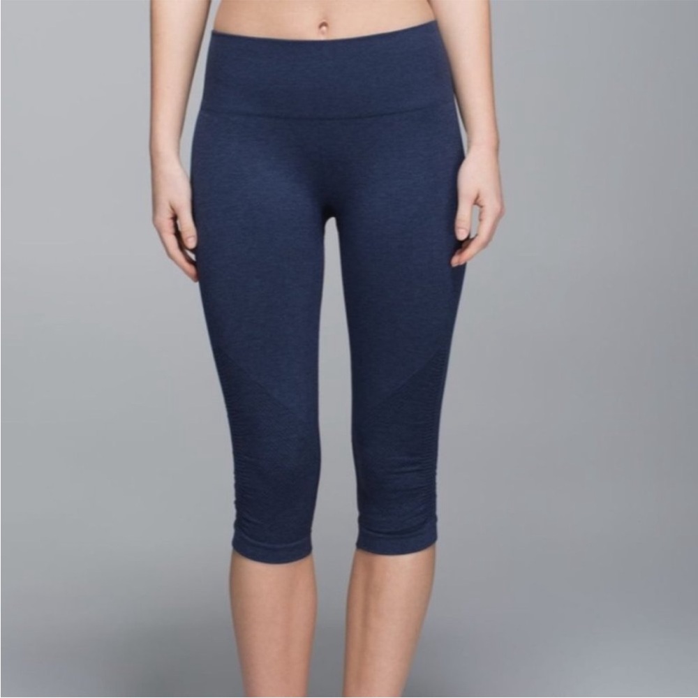 Lululemon In the Flow Crop Leggings Navy Blue Size 6